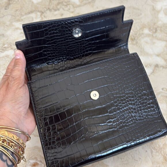 NWOT Steve Madden Madden NYC Croc Embossed Vegan Leather Mini Kelly Crossbody - Picture 13 of 15